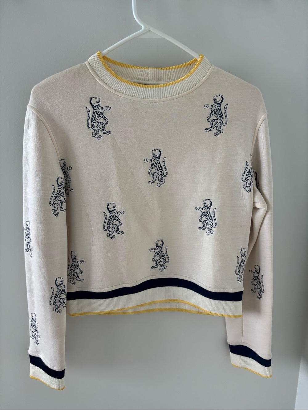 Maje Sweatshirt with Lion/Leopard Print — Cream & Navy - Picture 7 of 7